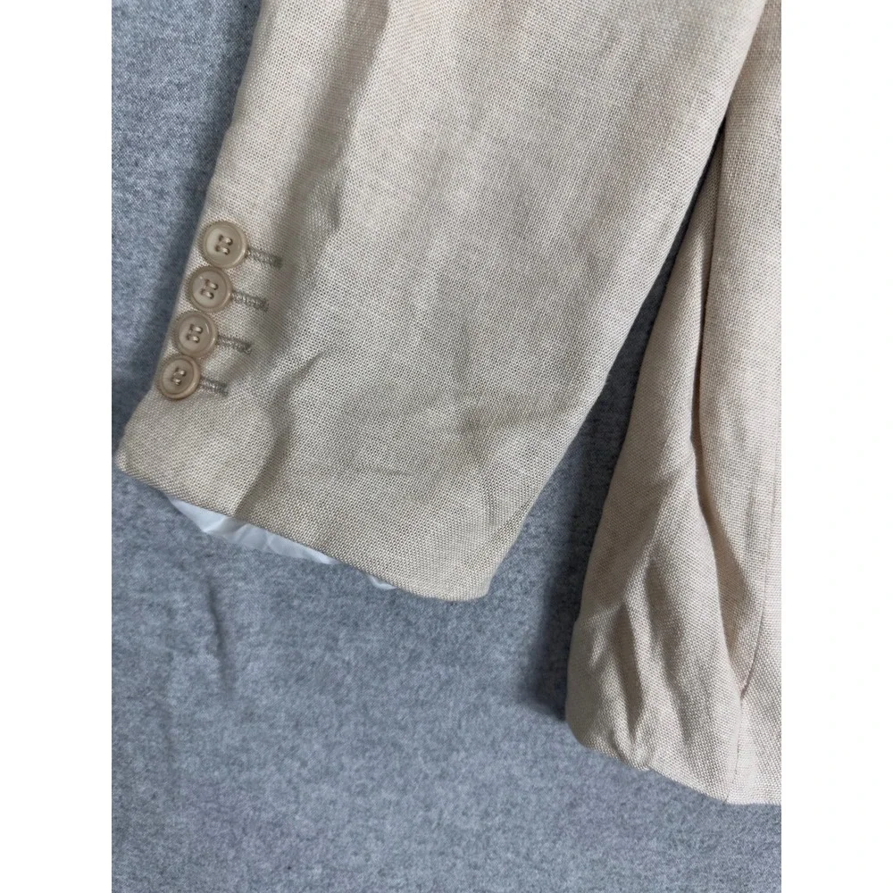 Linen Suit Blazer Pants 3XL 46x29 Cream Beige Straight Leg Summer Casual